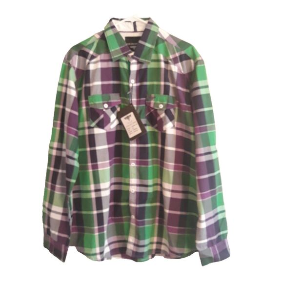 VIP Collection Society of Greater Islands Button Up Shirt Mens XL Green White Bl - Picture 2 of 12